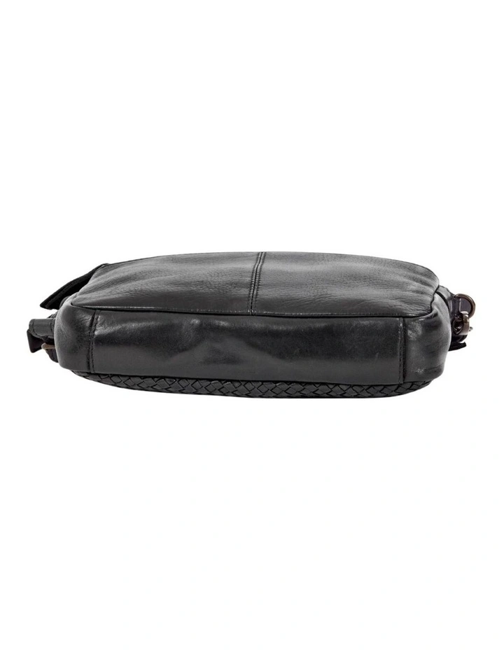 Renmark Woven Detail Leather Crossbody Bag in Black image 5