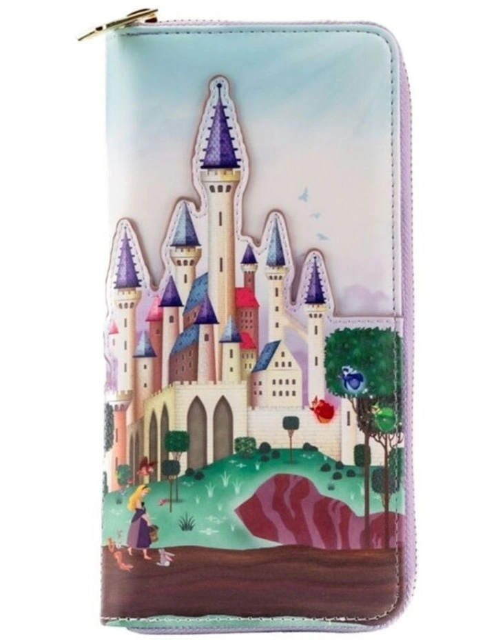 Sleeping Beauty Faux Leather Applique Zipped Around Closured Wallet 4in image 1