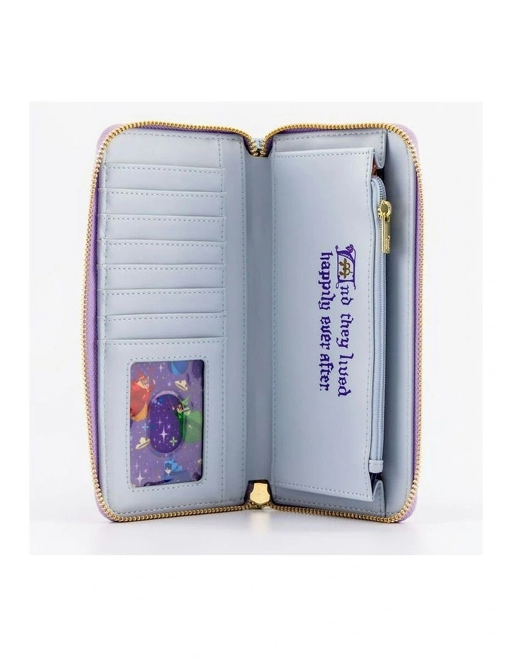 Sleeping Beauty Faux Leather Applique Zipped Around Closured Wallet 4in image 4