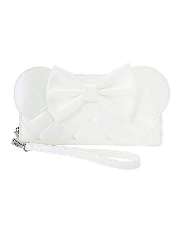 Disney Irredescent Wedding Leather Zip Around Wristlet Wallet Coin Purse 8x4in image 1