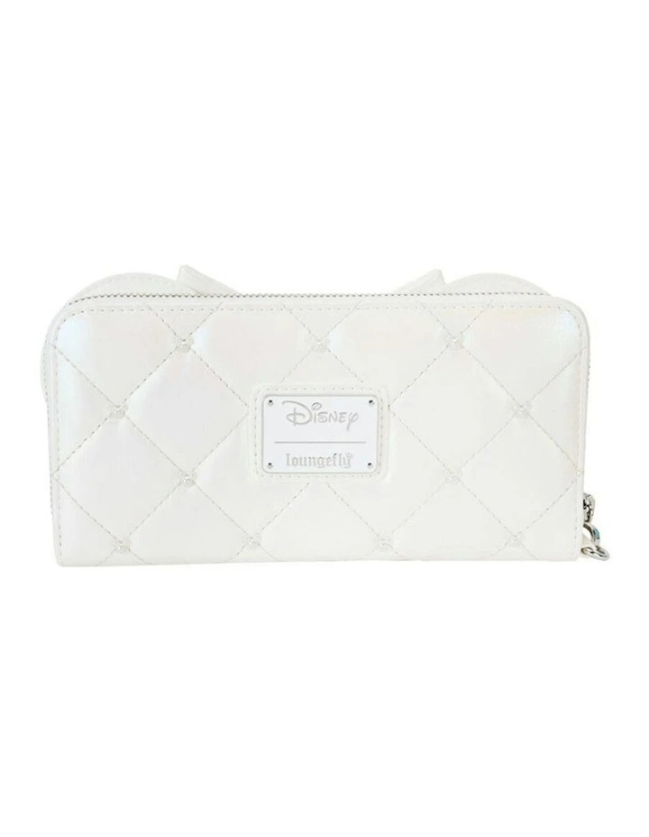 Disney Irredescent Wedding Leather Zip Around Wristlet Wallet Coin Purse 8x4in image 3