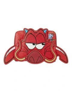 Mulan 25th Anniv Mushu Glitter Cosplay Zip Wallet Coin Purse 5x4in