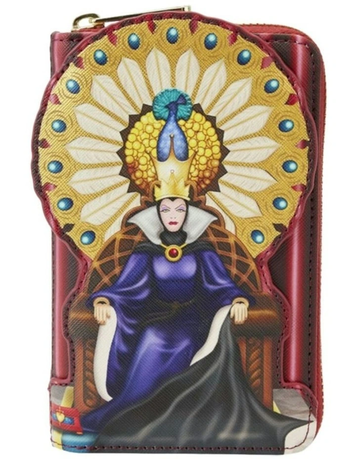 Snow White 1937 Evil Queen Throne Zip Around Wallet Coin Purse 6x3in image 1