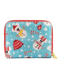 Disney Mickey Mouse Snowman Zip Around Money Purse Bills/Card Organiser