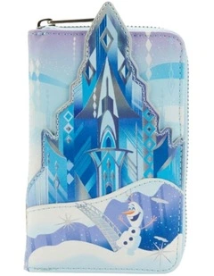 Frozen Disney Faux Leather Castle Applique Zipped Around Closure Wallet