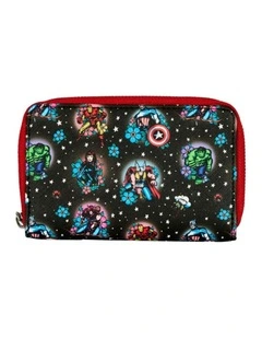 Marvel Comics Avengers Floral Tattoo Zip Around Coin Purse Wallet 15.24cm