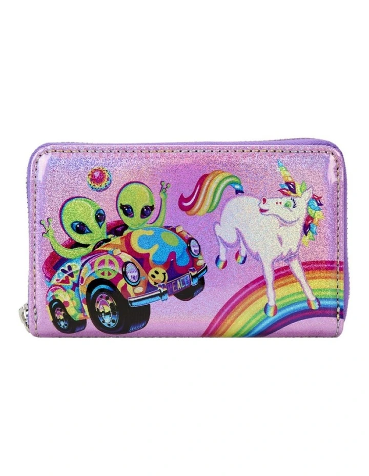Lisa Frank Holographic Glitter Block Zip Wallet Coin Purse 6x4in image 1