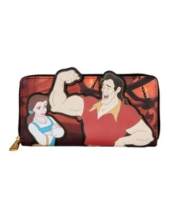 Beauty And The Beast Faux Leather Gaston Zip Around Purse Wallet Bag 8x4in