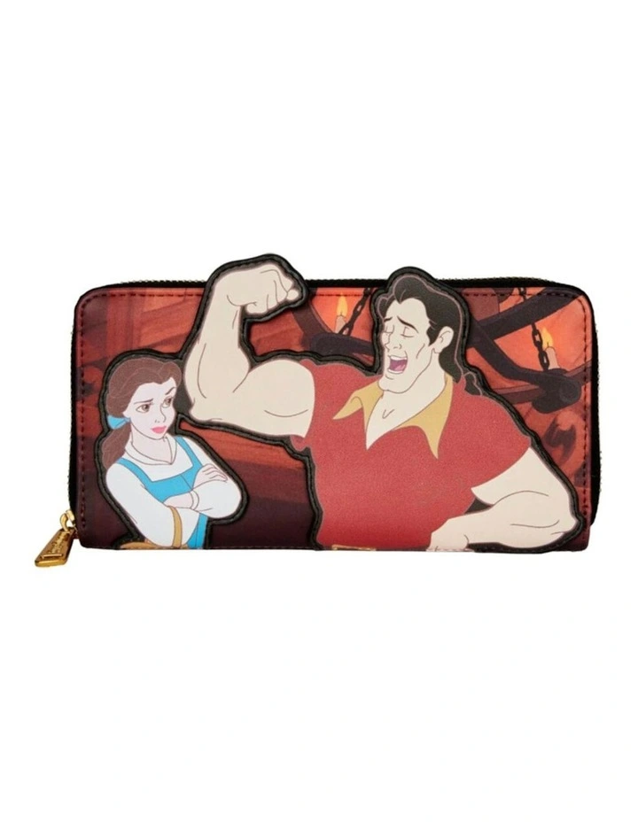 Beauty And The Beast Faux Leather Gaston Zip Around Purse Wallet Bag 8x4in image 1