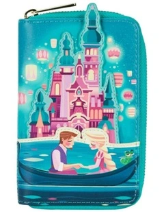 Tangled Faux Leather Castle Glow Applique Zipped Around Closured Wallet