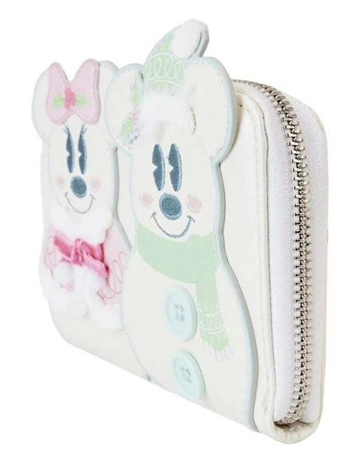 Disney Mickey & Minnie Pastel Snowman Zip Wallet Coin Purse 6x4in image 2