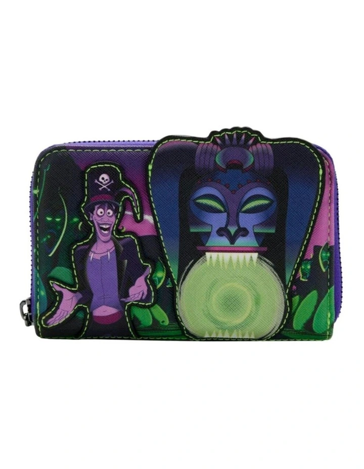 Princess And The Frog Faux Leather Facilier Glow Zip Around Purse 6x4in image 1