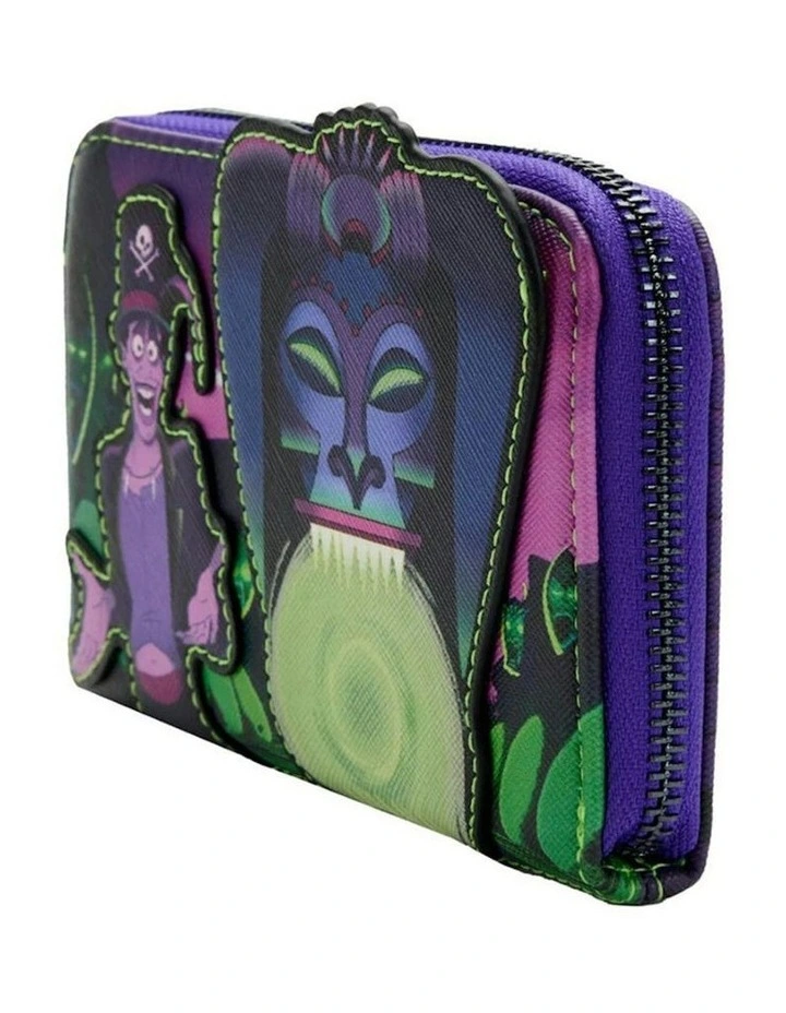 Princess And The Frog Faux Leather Facilier Glow Zip Around Purse 6x4in image 2