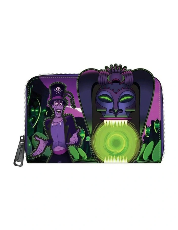 Princess And The Frog Faux Leather Facilier Glow Zip Around Purse 6x4in image 5