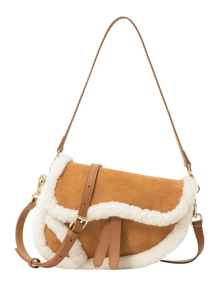 Australian Shepherd UGG Women Fluffy Wool Over Shoulder Saddle Bag image 1