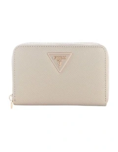 Laurel Medium Zip Around Wallet in Beige