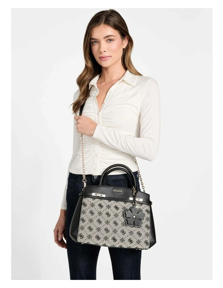 Black Logo Melinda Triple Compartment Satchel Bag image 2