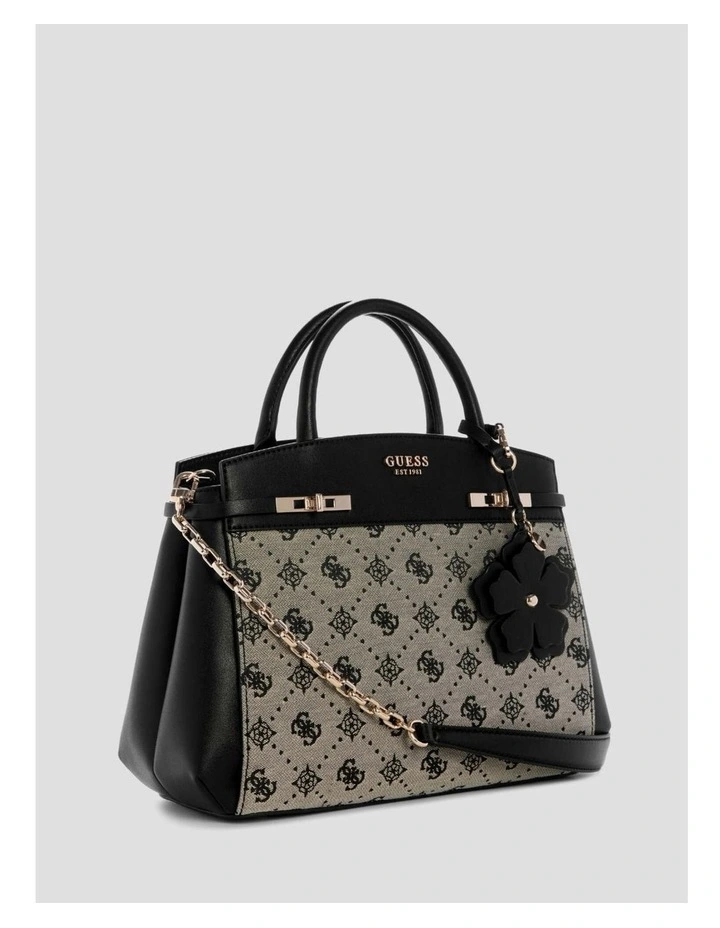 Black Logo Melinda Triple Compartment Satchel Bag image 3