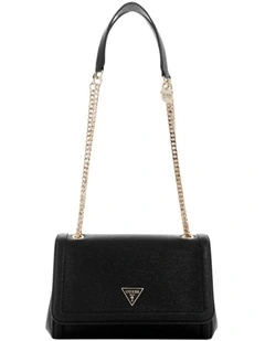 Noelle Convertible Crossbody Flap Bag in Black