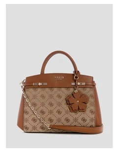 Melinda Triple Compartment Satchel Bag in Brown Logo
