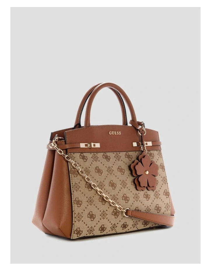 Melinda Triple Compartment Satchel Bag in Brown Logo image 3