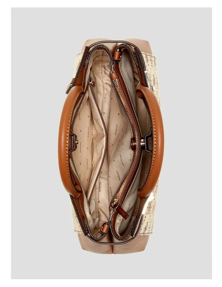 Melinda Triple Compartment Satchel Bag in Brown Logo image 4