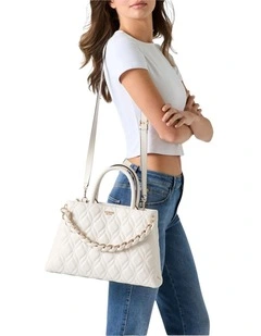 Maxine Girlfriend Satchel Bag in Off-White