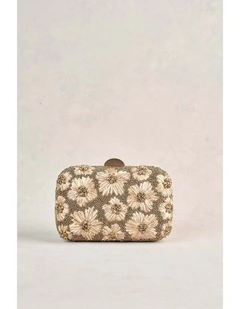 Flower Embellished Clutch - Gold