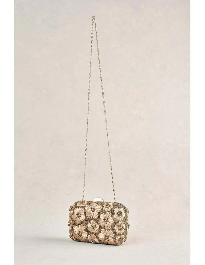 Flower Embellished Clutch - Gold image 3