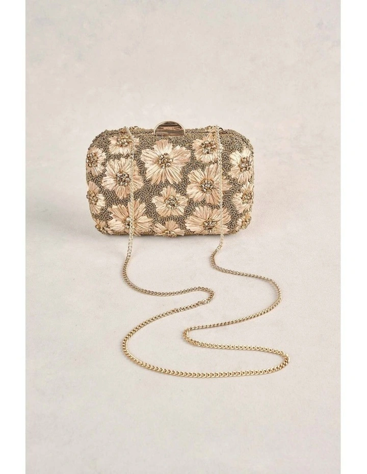 Flower Embellished Clutch - Gold image 4