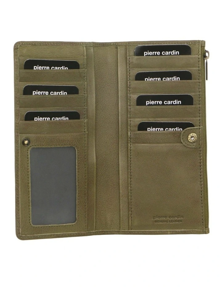 Pierre Cardin Perforated Leather Ladies Handy Travel Wallet - Olive image 1