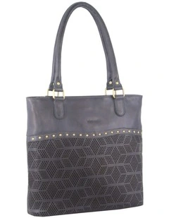 Pierre Cardin Womens Leather Perforated Shoulder Bag with stud Detailing - Teal