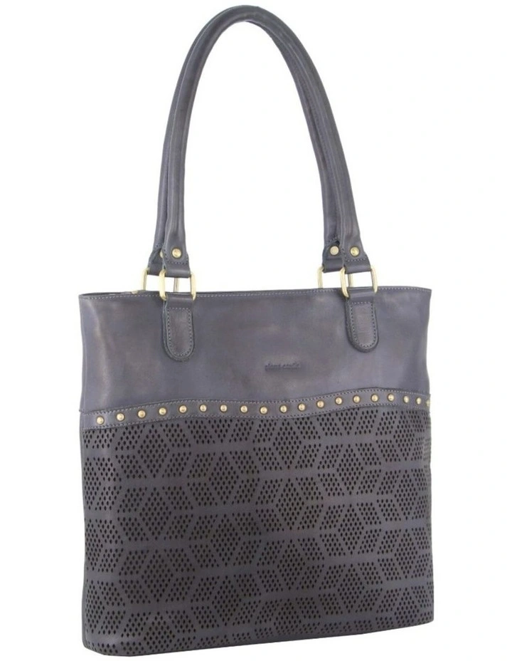 Pierre Cardin Womens Leather Perforated Shoulder Bag with stud Detailing - Teal image 1