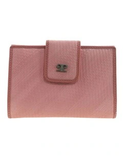 Pierre Cardin Blush Woven Leather Long Wallet w/ RFID Protection & Snap Closure in Pink