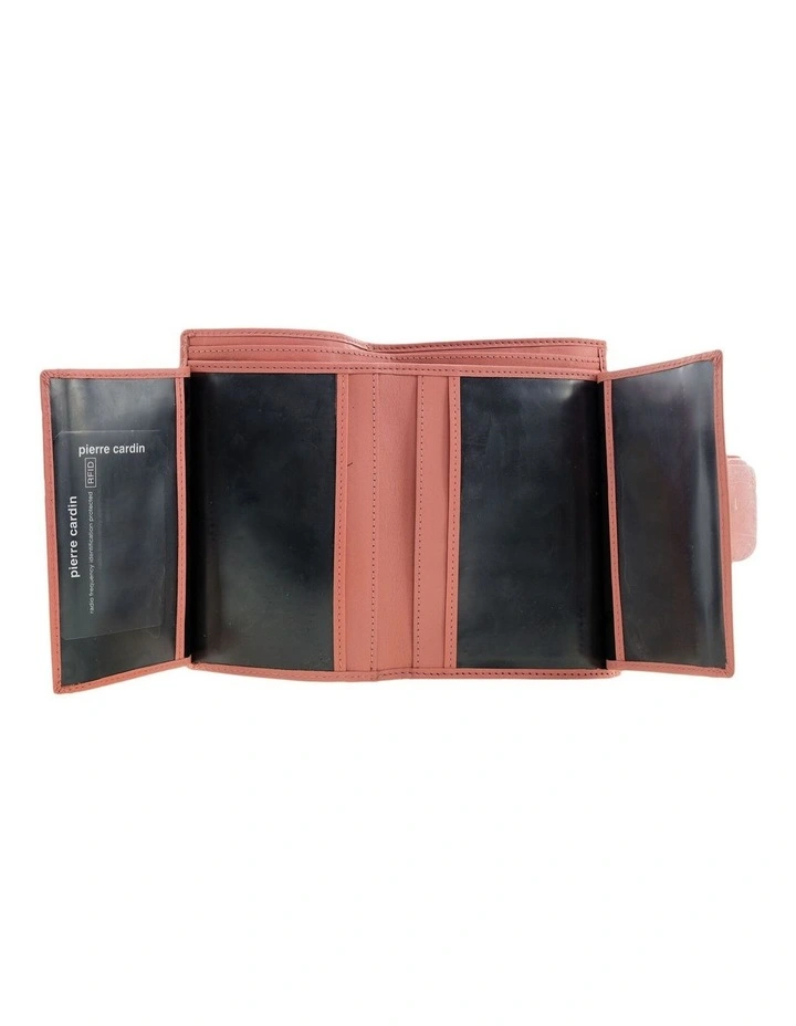 Pierre Cardin Blush Woven Leather Long Wallet w/ RFID Protection & Snap Closure in Pink image 4