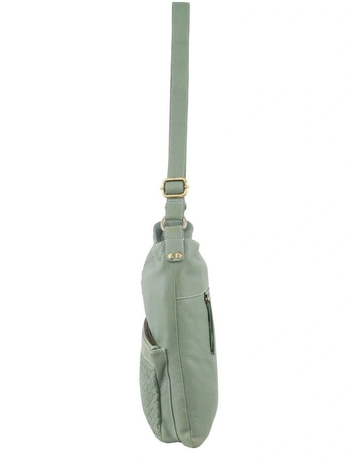 Pierre Cardin Womens Woven Leather Flap Cross-Body Bag Handbag - Mint image 2