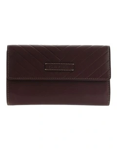Pierre Cardin Detroit Leather Long Wallet with RFID Protection and Quilted Detail in Brown