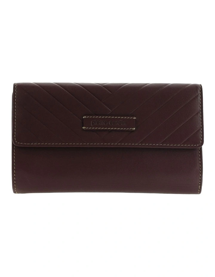 Pierre Cardin Detroit Leather Long Wallet with RFID Protection and Quilted Detail in Brown image 1