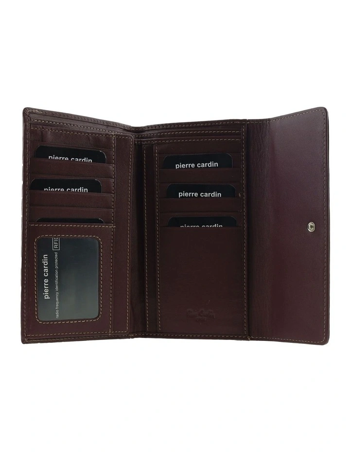 Pierre Cardin Detroit Leather Long Wallet with RFID Protection and Quilted Detail in Brown image 4