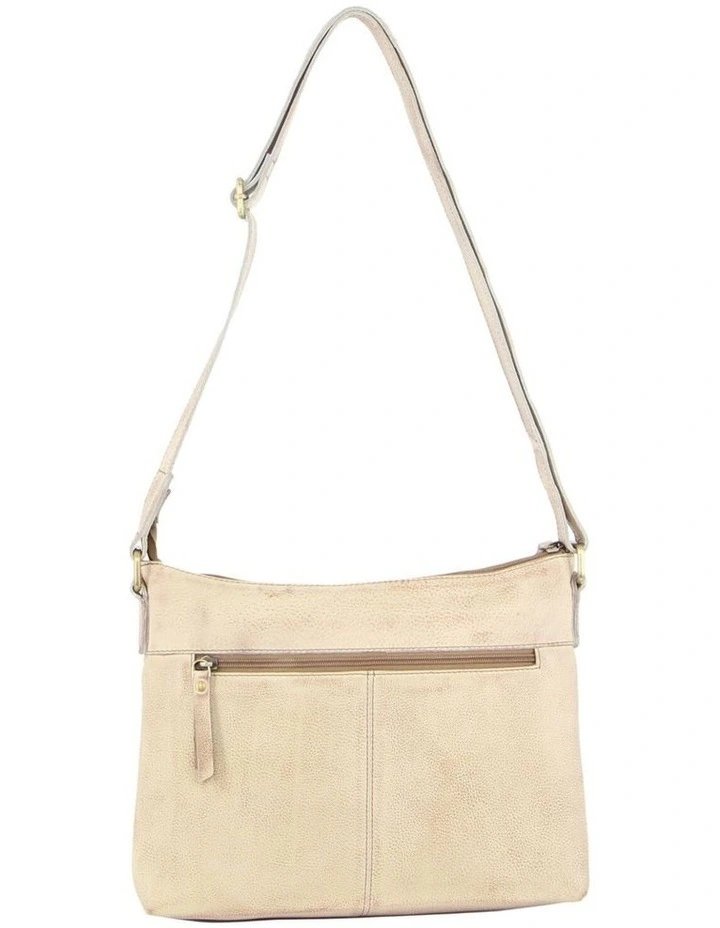 Pierre Cardin Womens Leather Perforated Cross-Body Bag with stud Detailing - Latte image 2