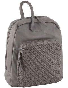 Pierre Cardin Womens Woven Soft Leather Backpack Bag Travel Designer - Sky Blue