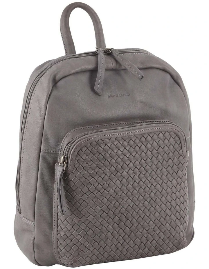 Pierre Cardin Womens Woven Soft Leather Backpack Bag Travel Designer - Sky Blue image 1