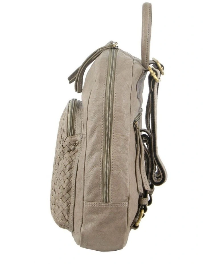 Pierre Cardin Womens Woven Soft Leather Backpack Bag Travel Designer - Sky Blue image 2