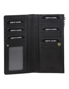 Pierre Cardin Perforated Leather Ladies Handy Travel Wallet - Black