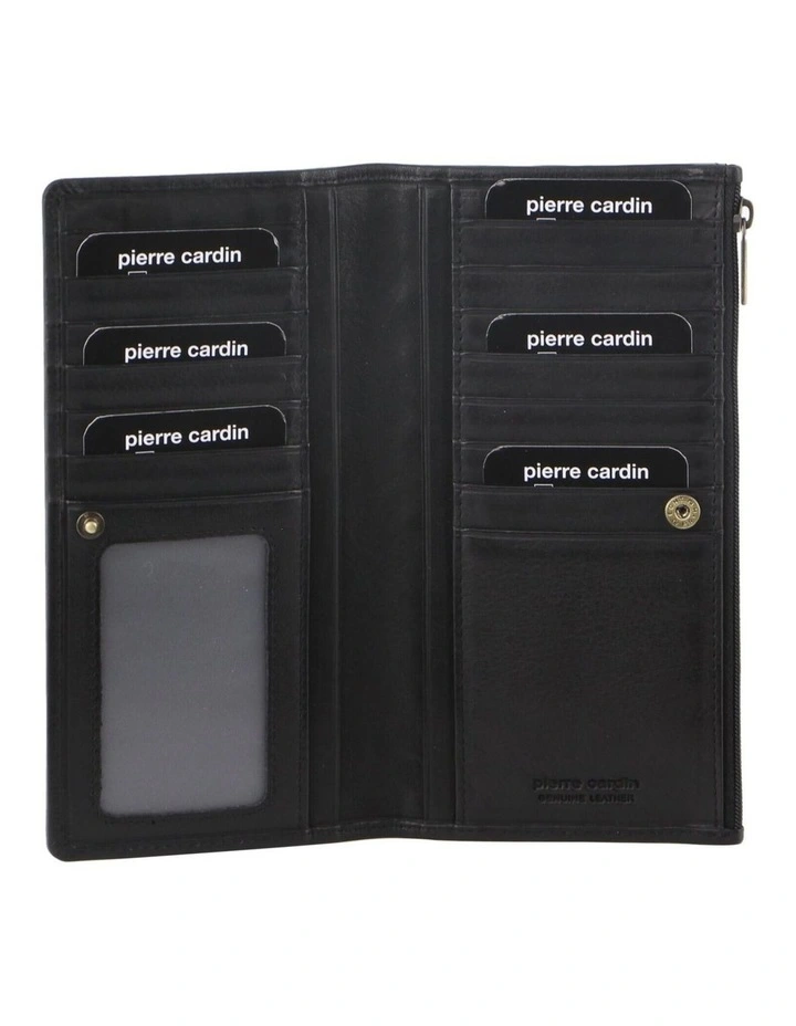 Pierre Cardin Perforated Leather Ladies Handy Travel Wallet - Black image 1