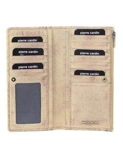 Pierre Cardin Perforated Leather Ladies Handy Travel Wallet - Latte