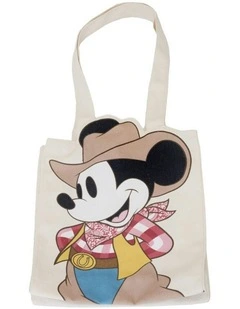 Disney Western Mickey Women's Canvas Shoulder Tote Bag Shopping Carry 35.6cm