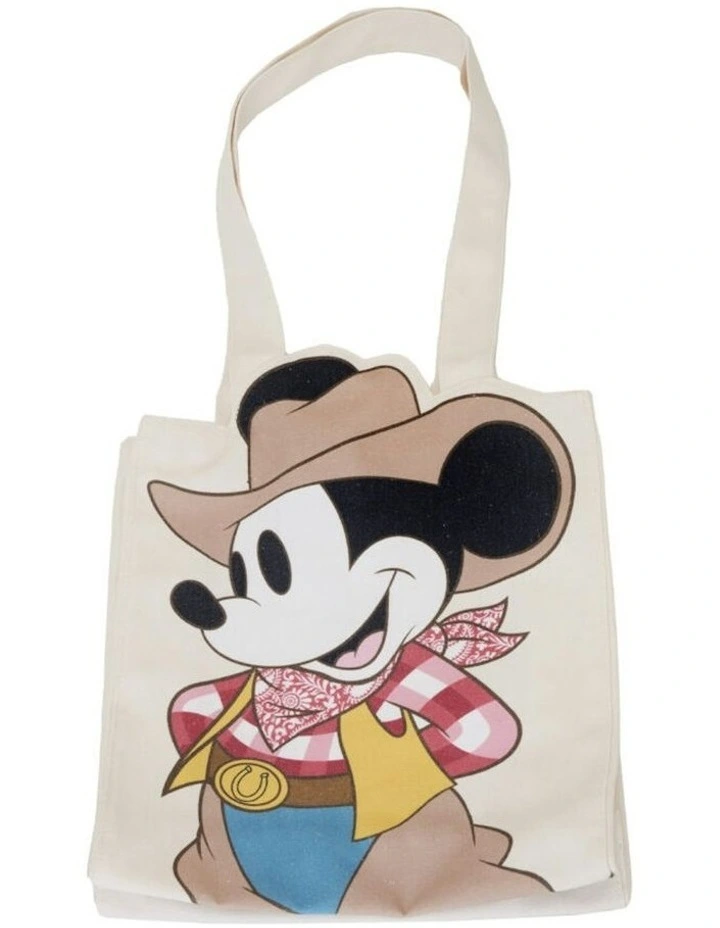 Disney Western Mickey Women's Canvas Shoulder Tote Bag Shopping Carry 35.6cm image 1