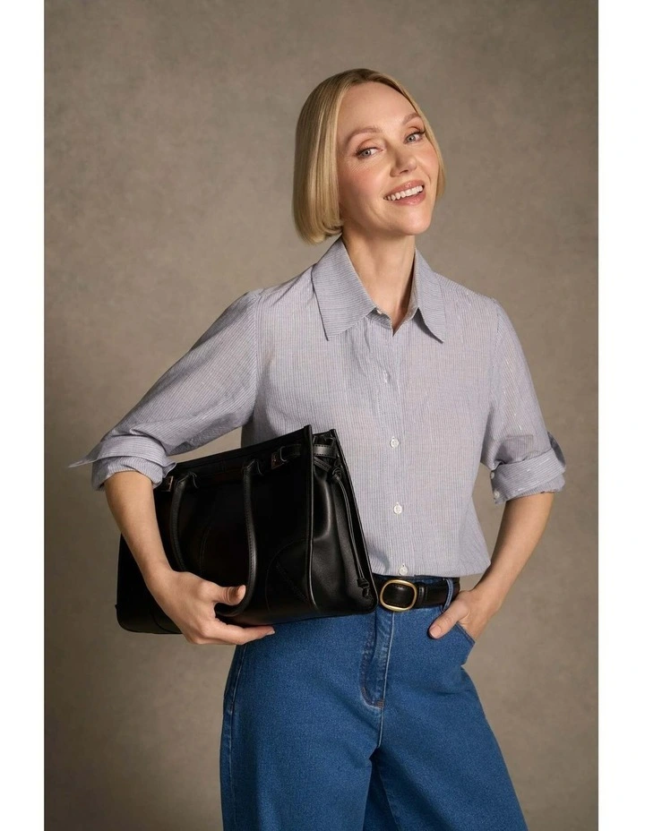 Leather Tote Bag - Black image 2