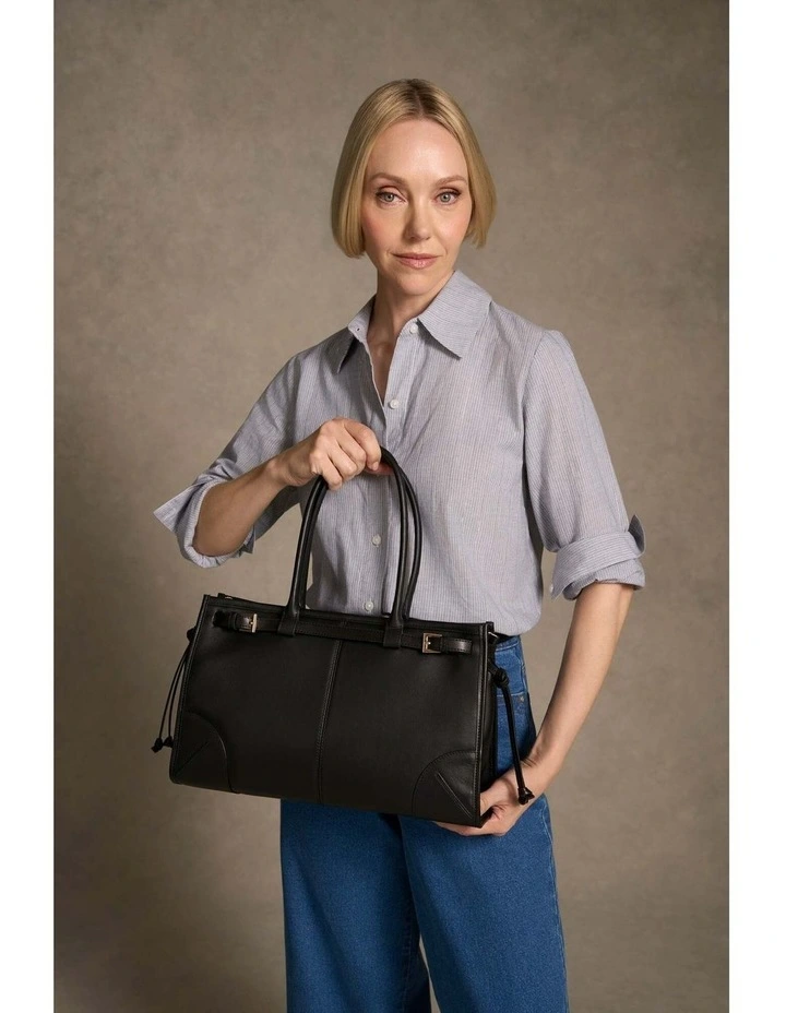 Leather Tote Bag - Black image 4